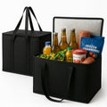 2-Pack, XL-Large Insulated Grocery Shopping Bags, Black, Reusable Bag
