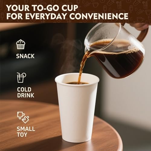 YEEHAW 16 oz 500 Pack White Disposable Paper Coffee Cups