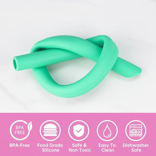NiHome 6-Pack Wide Reusable Bent Silicone Straws for Smoothies, Milkshake
