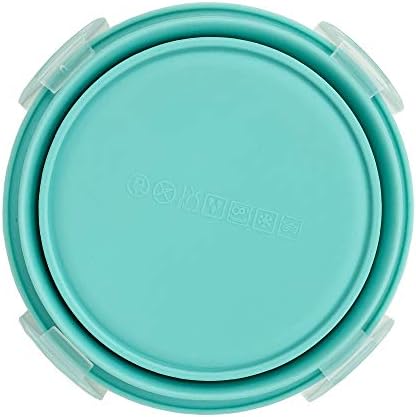 CARTINTS Small Collapsible Bowl Silicone Food Storage Containers Collapsible Camping Bowl for Travel Camping Hiking with Airtight Plastic Lids and 2Pack Silicone Dish Sponges- Blue, 350ml