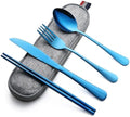 DEVICO Travel Utensils with Case, 5 Piece Portable Silverware Set for Work