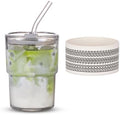 BLUEPOLAR 13oz/400ml Glass Water Tumbler with Straw and Lid Sealed Carry on Thick Wall Iced Coffee Cup for Water, Iced Tea, Fruit Juice