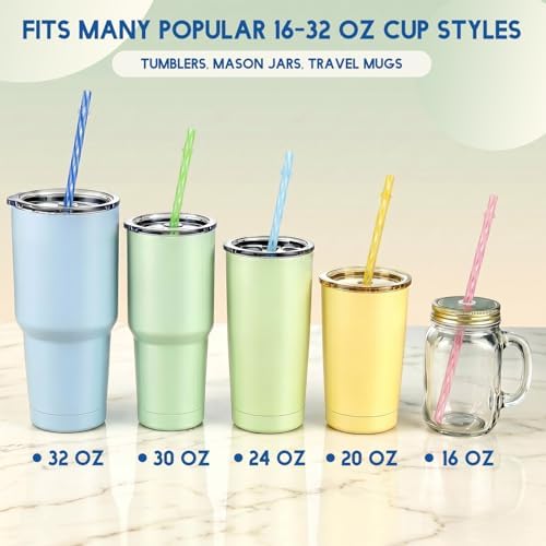 Jovitec 50 Pcs 11 Inch Reusable Plastic Straws with Brush, 10 Colors