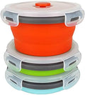 Ecomorning 3Piece Round Collapsible Lunch Container Silicone Food Storage Containers Collapsible Camping Bowl with Airtight Silicone Lids, Microwave, & Freezer Safe, 350ML