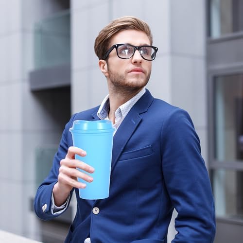 16oz Reusable Plastic Coffee Cups with Lids, 13 Pack,Mixed