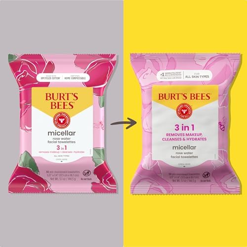 Burt’s Bees Micellar Rose Water Facial Towelettes, 30 ct., 3 Pack