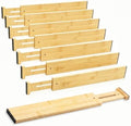 Joyeee Kitchen Drawer Dividers 8 Pack, 16.9-22" Adjustable Bamboo Drawer Organizer, 2.28" High Expandable Utensils Separators for Closet, Dresser, Bathroom, Bedroom