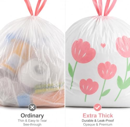 4 Gallon Trash Bags Drawstring - Unscented Small Garbage Bags 100 Count
