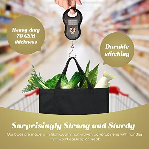 Reginary 100 PCS Non Woven Tote Bags Bulk,Black