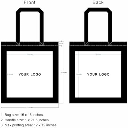 TOPDesign 240-Pack Custom Cotton Tote Bags with Logo, Bulk Personalized Cloth Bags, Suitable for DIY, Advertising, Promotion, Gift, Activity (Black)