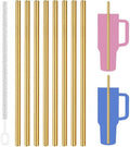 Tomorotec 8PCS Stainless Steel Straws Fit for 40oz Stanley Tumblers, Gold