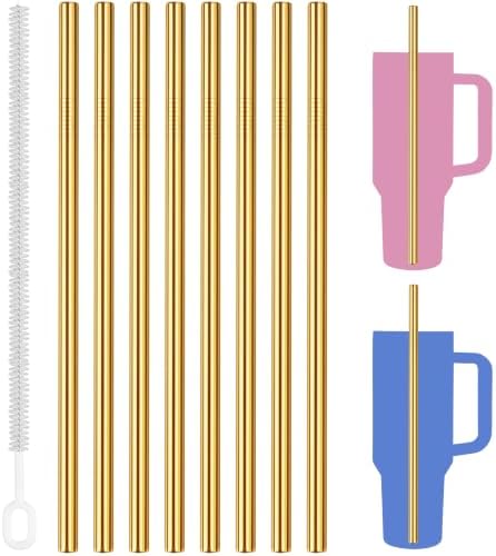 Tomorotec 8PCS Stainless Steel Straws Fit for 40oz Stanley Tumblers, Gold