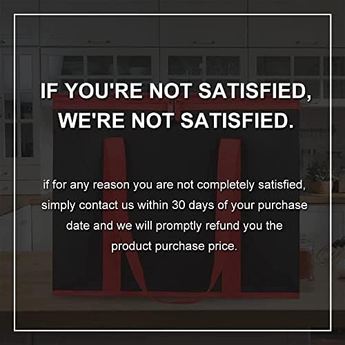 Bodaon 2-Pack Insulated Reusable Grocery Shopping Bags, X-Large Picnic Cooler Bag with Zipper Zippered Top Cold, Black with Red Edge