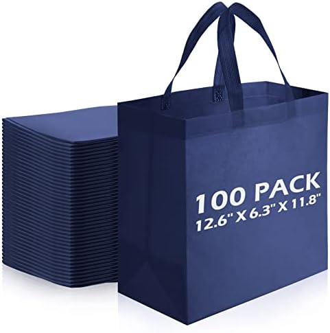 Reginary 100 PCS Non Woven Tote Bags Bulk,Navy Blue
