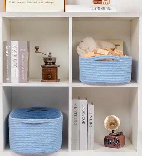 CubesLand Cube Storage Organizer Basket Bin, Cotton Rope Shelves Basket