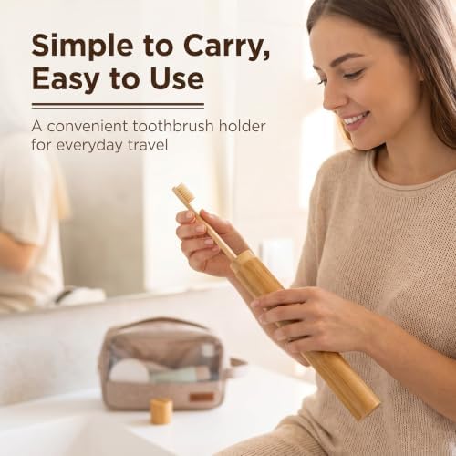 1 PC Bamboo Toothbrush Tube Case Holder Travel Camping Bathroom Accessory Toothbrushes Accessories Toothbrush Travel Containers