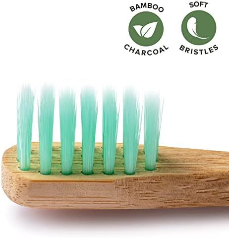 GREENZLA 6 Pack Kids Bamboo Toothbrush | Soft Charcoal Bristles