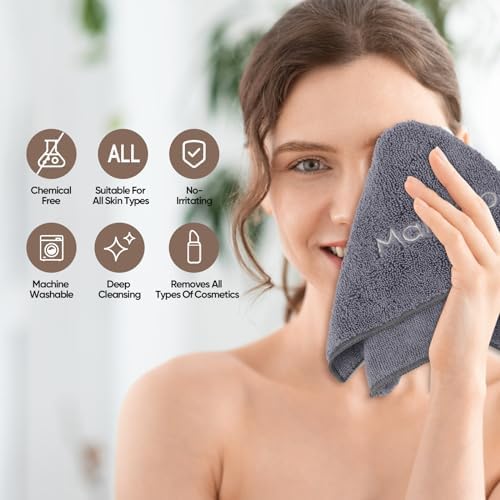 HOMEXCEL Makeup Remover Cloth 6 Pack, Grey Facial Wash Cloth 13x13 Inch