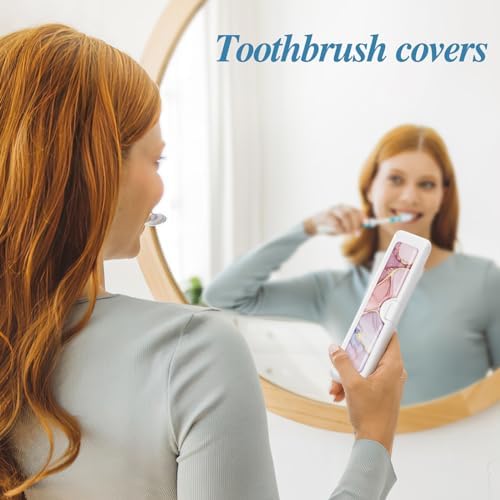 Toothbrush Travel Case - Colorful Pattern, Holder and Covers for Toothbrushes, Includes Tongue Scraper Case