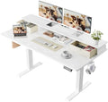 Veken 55x26 in Electric Standing Desk with Drawers, Adjustable Table, White