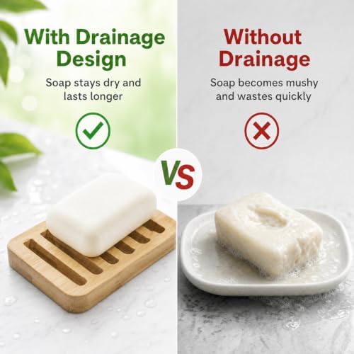 Bamboo Soap Dish, Soap Holder Soap Case Sponge Tray Sponge Drain Rack for Kitchen & Bathroom