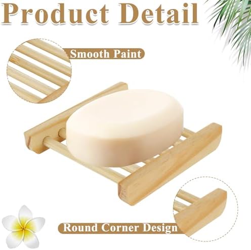 60 PCS Bamboo Soap Dish for Shower 3.3x3.5x0.7 Inch Wooden Soap Holder Self Draining Bamboo Soap Holder Handmade Wooden Soap Dish for Bar Soap Wood Soaps Tray for Bathroom, Shower, Kitchen
