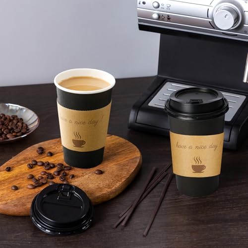 Lamosi 12 oz Coffee Cups 50 Pack, Disposable To Go Paper Cups with Lid