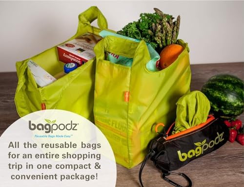Reusable Grocery Bags, Foldable Shopping Bags in Pod, 5 Pack