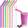 NiHome 6 PCS Extra Wide Reusable Bent Silicone Straws for Boba & Smoothies