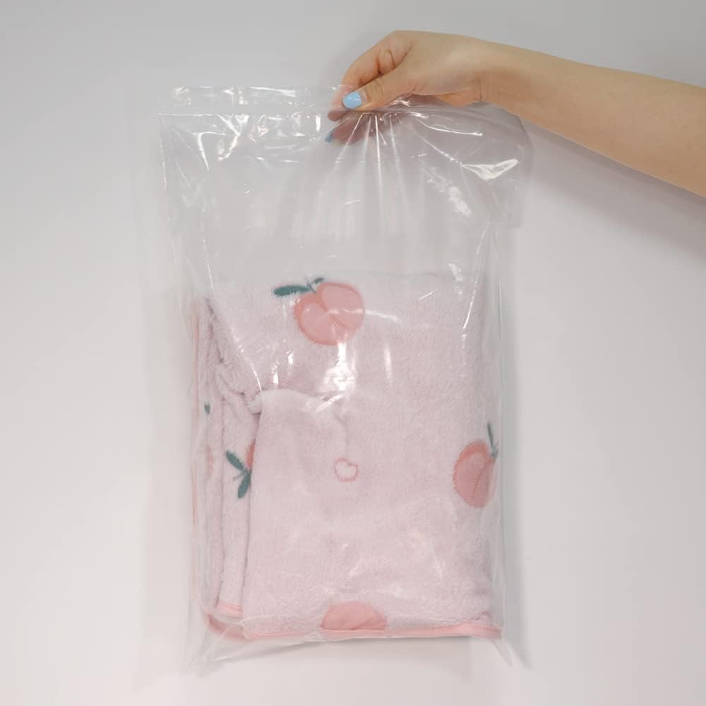 iMailer - 200 Count - 12" x 18" Large Zip Bags - Clear Reclosable Zip Plastic Poly Bags for Storage, Clothing, T-Shirts, Pants