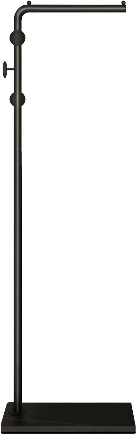 Metal Coat Rack Stand Black Coat Tree Free Standing with 3 Round Hooks Coat & Hat Hanger with Sturdy Slate Base for Entryway Hallway Porch