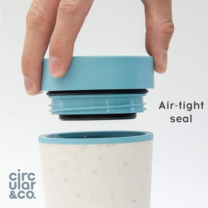Circular and Co Reusable Coffee Cup 12oz/340ml - The World's First Travel Mug Made from Recycled Coffee Cups, 100% Leak-Proof, Sustainable & Insulated (Cream & Honest Green)