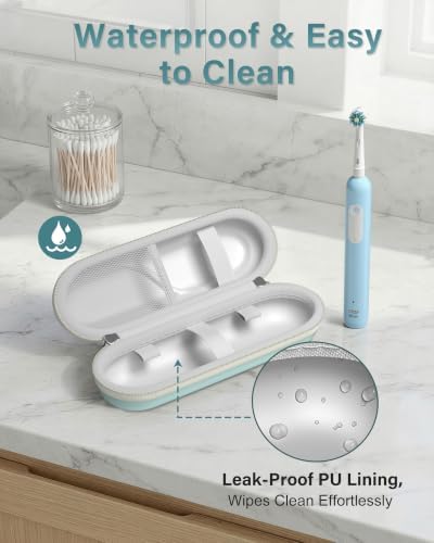 ProCase Toothbrush Travel Case for Oral-B/Oral-B Pro 1000 1500 5000 7000 7500 6000 9600/Philips Sonicare 4100 5100 1100 6100 5300 Oral-B iO Electric Toothbrush Portable Hard Container -Iceblue