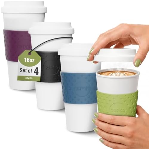 Copco Acadia Travel Mug, 16 Oz - Black, Plum, Blue, Green, Set of 4
