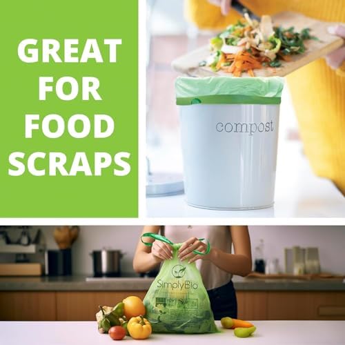 3 Gallon Compostable Trash Bags Drawstring, Heavy Duty Extra Thick 1 Mil, 11.36 Liter, 50 Bags, Small Kitchen Food Scrap Waste Bag, ASTM D6400, US BPI and OK Compost Home