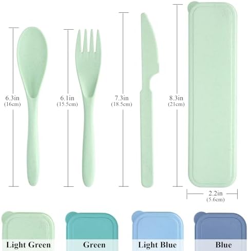 4 Sets Reusable Utensils Set with Case, Travel Utensils with Case, Reusable Utensils for Lunch Box Accessories, Portable Knife Fork and Spoon Lunch Utensils Set for Travel Daily Use