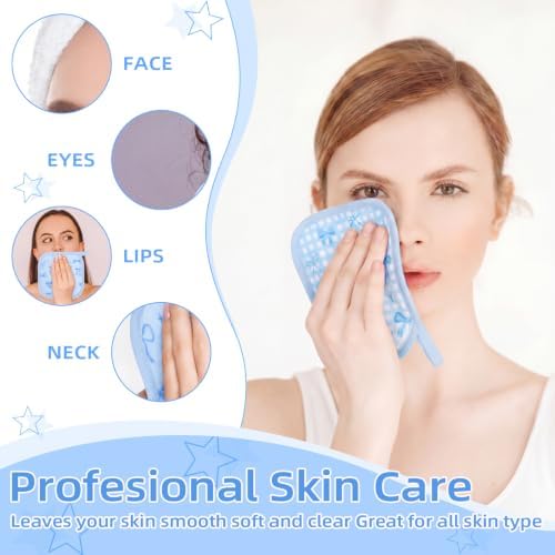 24 Pcs Blue Bow Party Favor Makeup Remover Cloth 6" x 6" Towels Reusable Coquette Blue Bow Remover Face Pads Soft Microfiber Washcloths Facial Cloths Makeup Towel Gift for Women