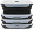 Collapsible Silicone Food Storage Containers Set with Lid & Air Vent,Foldable Lunch Containers(4PCS,Black,40oz)