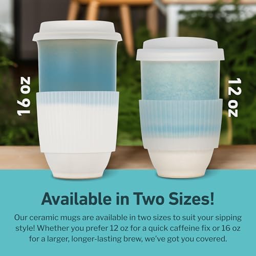 NOVA CERAMICS Travel Coffee Tumbler – Travel Mug - On the Go Coffee Mug – Microwave & Dishwasher Safe Green CoffeeTumbler - Gifts For Women Men Him Her – 16oz – Lagoon