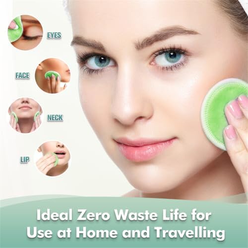 wegreeco 40 Pack Reusable Makeup Remover Pads, Washable Reusable Cotton Rounds Pads for Face, Makeup Remover Cloths for All Skin - (Grass-Green)