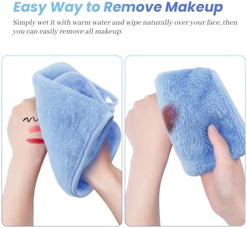8 Pack Makeup Remover Cloth,13x7 Inch Reusable Makeup Remover Towels, Ultra Soft Microfiber Face Cloth Reusable Facial Washcloths, Blue