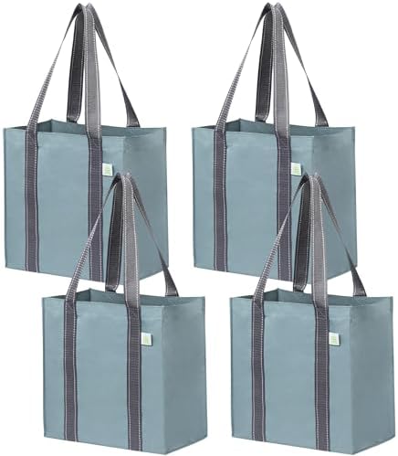 VENO 2/4 Pack Compact Reusable Grocery Shopping Bags with Hard Bottom