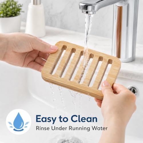 Bamboo Soap Dish, Soap Holder Soap Case Sponge Tray Sponge Drain Rack for Kitchen & Bathroom