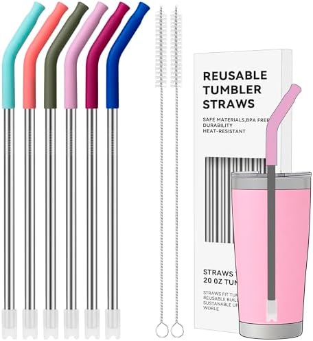 20 oz Straight Metal Straws with Silicone Tip for 20 oz Tumbler