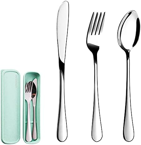 SAOSHYPEI Portable Cutlery Set with Case, 4-Piece Stainless Steel, Silver