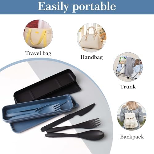 2 Sets Reusable Utensils Set with Case, Portable Travel Cutlery