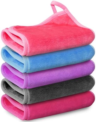 Nugilla Makeup Remover Cloth, 13x7 Inch Reusable Makeup Remover Towels, Microfiber Fast Drying Facial Washcloth, Soft Face Towels for Washing Face