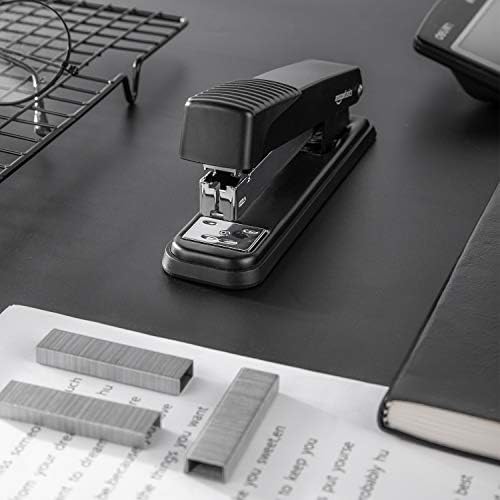 Amazon Basics Full-Strip Desktop Stapler, 20 Sheet Capacity, Non-Slip, Black, 12-Pack