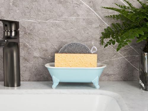 6.5" Mini Clawfoot Bathtub Soap Dish,Bar Soap Holder,Baby Blue