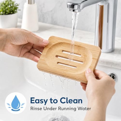 Bamboo Soap Dish, Soap Holder Soap Case Sponge Tray Sponge Drain Rack for Kitchen & Bathroom